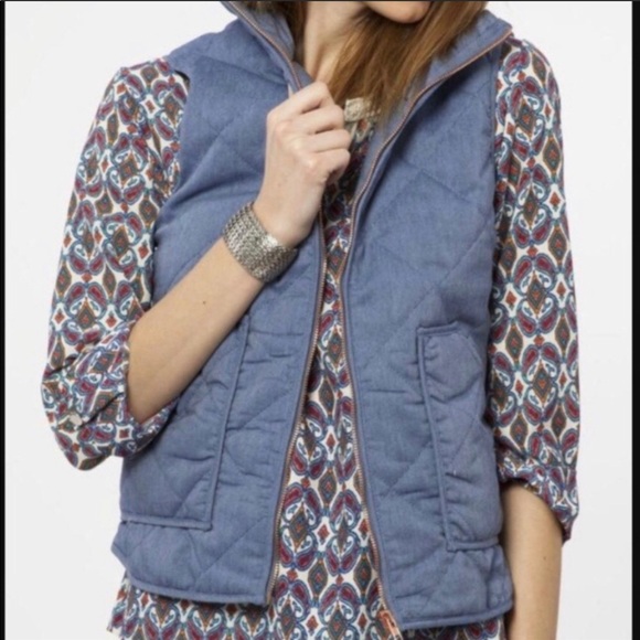 Peach Love California Blue Vest Rose Gold Zip S - Picture 1 of 6